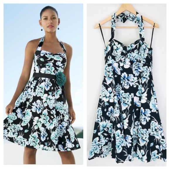 [WHBM] Floral Fit Flare Strapless Dress - Picture 1 of 7